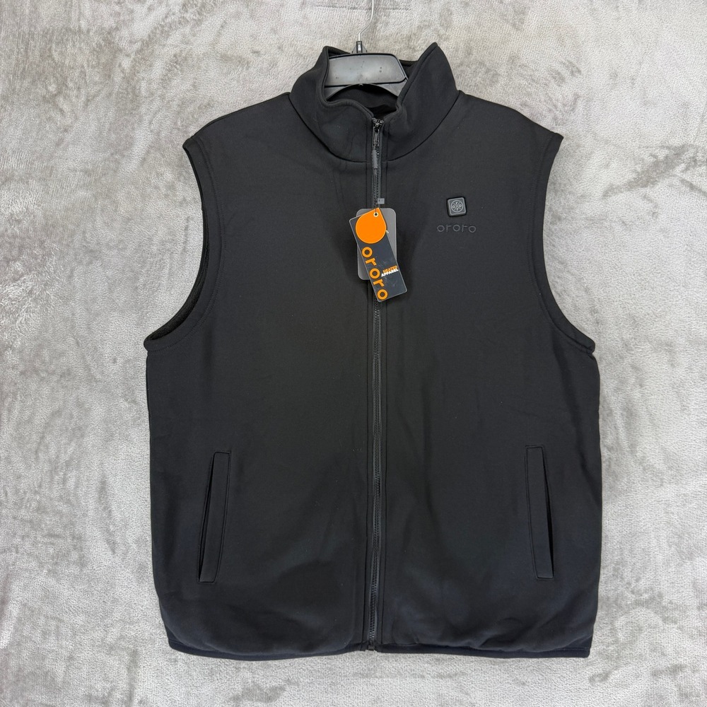 Ororo Heated Vest Mens XL Black Full Zip Fleece‎ Lined Softshell Outdoor NWT